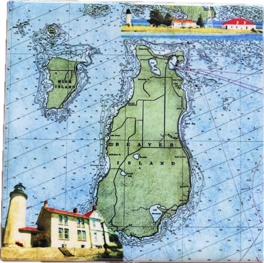 Beaver Island Map Coaster
